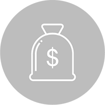 gray circle money bag icon